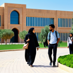 **

"A modern Libyan university campus scene, featuring students in modest, professional attire walking between buildings. Architecture should blend traditional Libyan styles with contemporary design. Include lush greenery and a clear blue sky. Focus on a diverse group of students engaged in academic discussion. Safe for work, appropriate content, fully clothed, professional, perfect anatomy, correct proportions, natural pose, high quality."

**